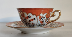 Álomszép pille könnyű Drsache porcelán mokkás pohár narancs fehér és gazdagon aranyozott