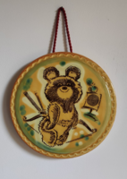 Misa Bear Moscow Olympic Ceramic Commemorative Plaque CCCP Soviet Memorabilia