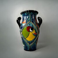 Ritka Spanyol élénk füles váza  ca. 1940-60 - Picasso stílusában -