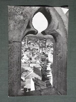 Képeslap,Sopron,Kilátás a Szent Mihály templom tornyából látkép,részlet, 1964-