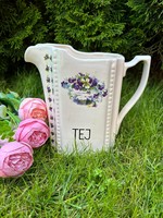 Beautiful Icy Blue Milk Jug with Sack for Milk, Faience Jug