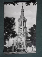 Képeslap,Sopron, Szent Mihály templom látkép,részlet, 1961-