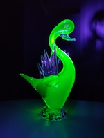 Nagy Murano Sommerso Uránium glass uránüveg hattyú kacsa duck swan vintage