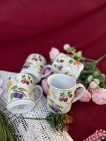 Porcelán 3 dl gyönyörű gyümölcsös eper barack szilva körte bögre paraszti gyűjtői nosztalgia darab
