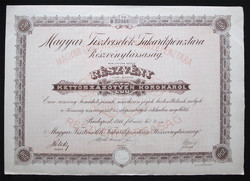 Magyar Tisztviselők Takarékpénztára részvény 250 korona 1911