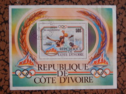 1983. Elefántcsontpart, Olimpia Los Angeles, Vízilabda blokk -o- CTO /116x90mm/