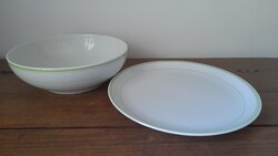 2 db-os tál szett  üde zöld csíkos Tables & Couleurs porcelán