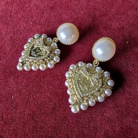 French style huge sweet heart pearl earing