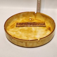 "Mihály" Mihály Béla jelzett, "MMG Budapest" barna mázas kerámia reklám hamutál (3190)