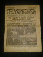 1939.03.15.  Das  Kleine Volksblatt ( Szlovák köztársaság megalakulása , Kárpátalja visszafoglalása