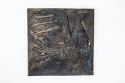 Percz János: Bronz galamb c. bronz kisplasztika diófa állvánnyal - 52161