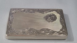 Antik ezüst puderes szelence, púder tartó 74 g