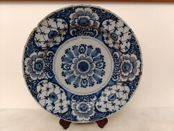 Antik delfti tányér XVIII. század Delft korabeli csempülésekkel javítással 258 9611