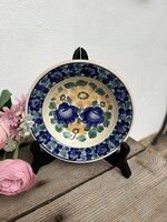 15.5 cm Gyönyörű Made in Poland virágos kézzel festett népi falitányér falusi paraszti nosztalgia