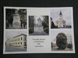 Képeslap,Szarvas, Tessedik Sámuel 250 évforduló,emlkmű,szobor,ikola,templom részlet, 2000-