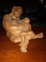 Ida Bagus Tilem(1936-1993)- Breastfeeding woman - Balinese hardwood sculpture
