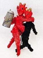 Antik német söröző krampuszok karácsonyi dekoráció (akár karácsonyfadísz)