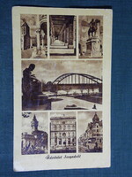 Képeslap,Szeged,mozaik,Dom tér,templom,városháza,tisza híd szobor, 1950-