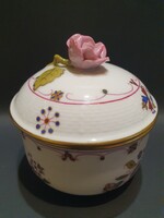 Herendi MHG porcelán bonbonier cukortartó aranykontúrral festve