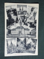 Képeslap,Szeged,mozaik,Dom tér,templom,városháza,kápolna,Kossuth szobor, 1950-