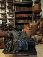 Anonymus szobor, gipsz nagy méretű, bronzított régi darab, különleges antikvitás, most LEÁRAZVA!!!