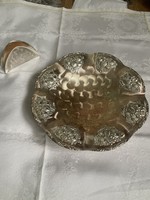 Nagy méretű Vintage  gömb lábas domború mintás kínáló ajándék szalvéta tartoval.