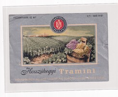 R:04  Ital címke Hosszúhegyi Tramini Állami gazdaság