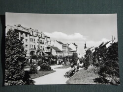 Postcard, Szombathely, mosaic, Republic Square, parks, shops view, details, 1960-