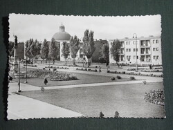 Képeslap,Székesfehérvár,Béke tér,park,kút,szobor látkép,részletek, 1961-