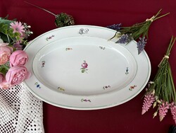 Ritka gyűjtői monogrammos Bécsi AltWien porcelán pecsenyéstál sültes  virágos festett   nosztalgia
