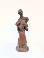 Antik fa apa fiú szeretet figurális szobor ember ábrtázolás 542 9790