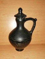 Nádudvari fekete kerámia csöcsös korsó - 27 cm (48/d)