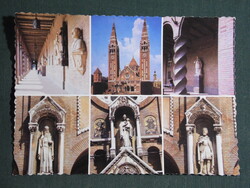 Képeslap,Szeged,mozaik,Fogadalmi templom,Dóm tér látkép, részlet, 1990-