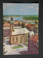 Képeslap,Szeged, templom,városi látkép,részlet, 1967-