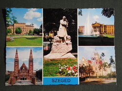 Képeslap,Szeged,mozaik,zsinagóga,templom,múzeum,egyetem,Dankó szobor ,részletek, 1977-