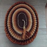OLD CROCHETED EMBROIDERED VELVET DECORATIVE PILLOW