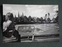 Postcard, Szeged, Móra park, fountain view, details, 1960-