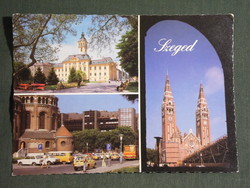 Képeslap,Szeged,mozaik,városháza,Fogadalmi templom,utca,tér ,részletek, 1987-