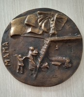Záhorzik Nándor  1935  József Attila  Mama című versének megjelenése nagy méretű bronz plakett  14 c