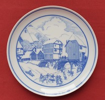 Hutschenreuther német porcelán akasztható fali tányér karácsonyi téli tájképpel Exclusive
