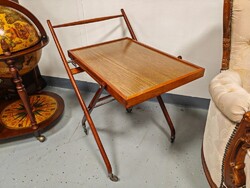 Hibátlan , újszerű állapotú art deco zsúrkocsi , összecsukható fa zsúrasztalka