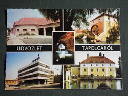 Képeslap,Tapolca,mozaik,vízimalom,tó,barlang,szálló,hotel,posta látkép,részlet, 1974-