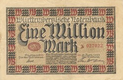 1 millió márka 1923.06.15. Németország Suttgart