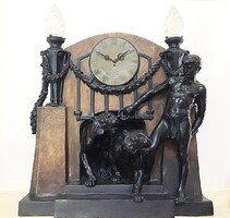 Az arénában,monumentális GOLDSCHEIDER óra,1905/06 körül,Adolphe-Jean Lavergne