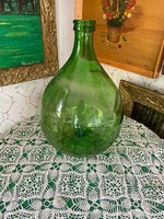 Zöld Nagyméretű üvegballon ballon Debizson demizson üveg hagyaték falusi nosztalgia Gyűjtői szépség