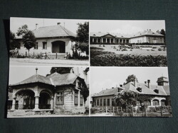 Képeslap,Vajta,mozaik,Zichy kastély,SZOT gyermeküdülő,utca,villa látkép,részlet,1967-