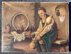 Old, signed oil on canvas painting! Frame not included for sale!