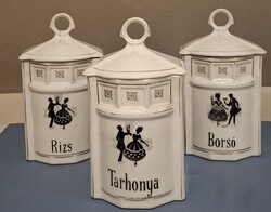 Régi nagy méretű porcelán fűszertartó, 3 db