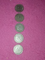NSZK 50 PFENNING 1950 5 darab