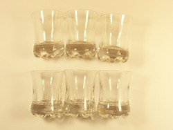 Retro régi üveg pohár készlet - rövid italos - 6 db